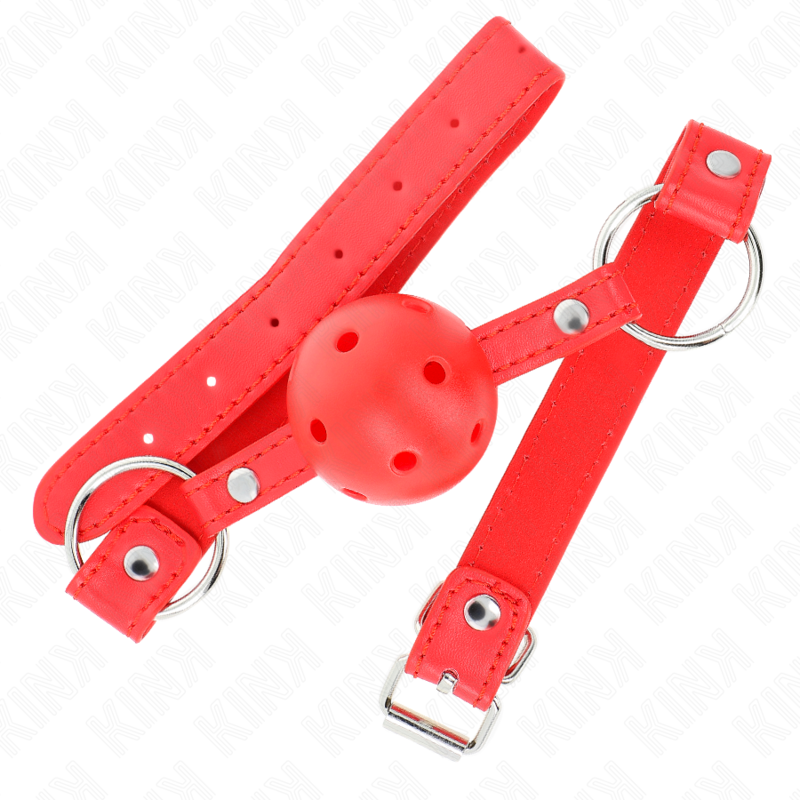 KINK - ADEMENDE BALBEKNELLER 4 CM MET DUBBELE NIET MODEL 1 ROOD 62,5 x 2,5 CM VERSTELBAAR 42-58 CM