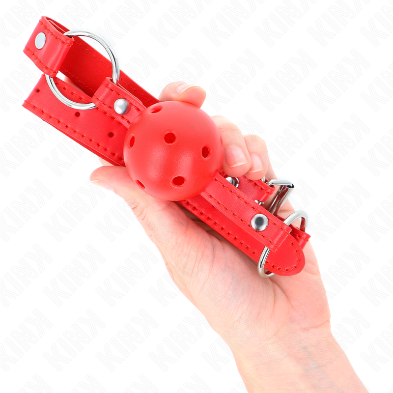 KINK - ADEMENDE BALBEKNELLER 4 CM MET DUBBELE NIET MODEL 1 ROOD 62,5 x 2,5 CM VERSTELBAAR 42-58 CM