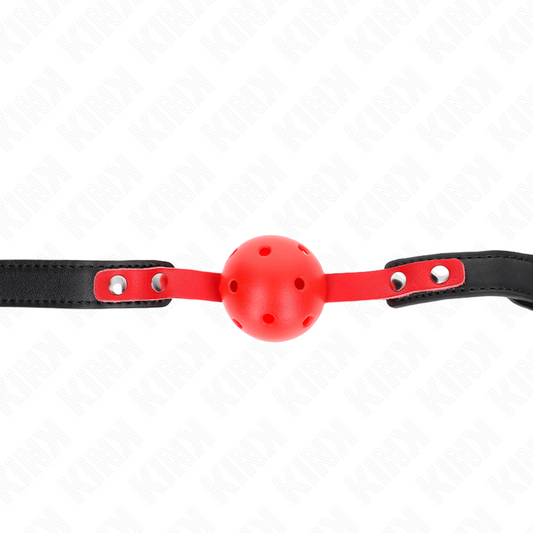 KINK - RODE HOLLE HARDE BAL 4 CM KNEVEL ZWARTE BAND 60 x 2 CM VERSTELBAAR 37-52 CM