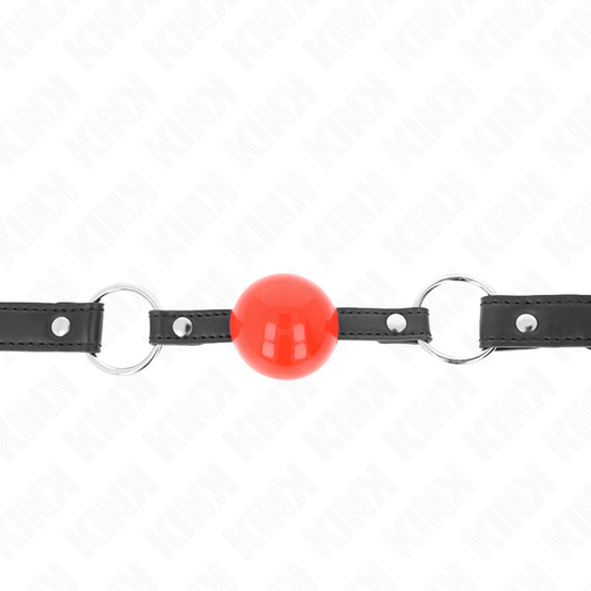 KINK - BAL 4 CM GAG MET SLOT RODE BAL ZWARTE BAND 60 x 2 CM