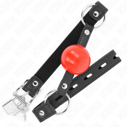 KINK - BAL 4 CM GAG MET SLOT RODE BAL ZWARTE BAND 60 x 2 CM