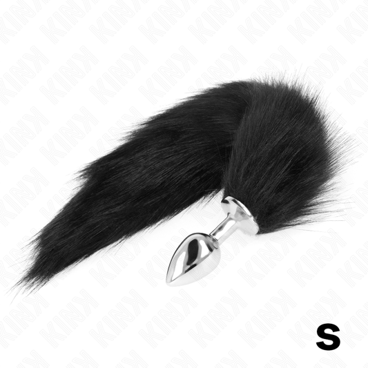 KINK - ANALE PLUG MAAT S 7 X 3 CM MET SYNTHETISCHE STAART 40 CM ZWART