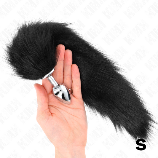 KINK - ANALE PLUG MAAT S 7 X 3 CM MET SYNTHETISCHE STAART 40 CM ZWART