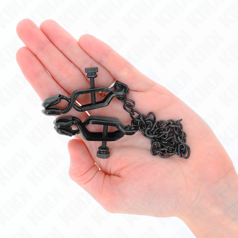 KINK - VLAKKE KETTING NIPPELKLEMMEN ZWART 30 CM