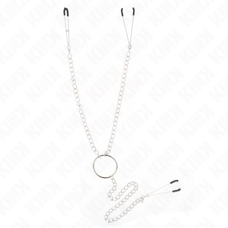 KINK - DRIEVOUDIGE TEPEL- EN CLITORISKLEMMEN MET KETTING MODEL 1