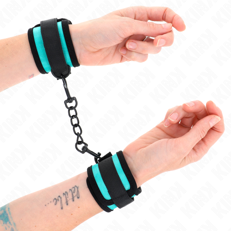 KINK - KLITTENBAND NYLON HANDBOEIEN ZWART-BLAUW VERSTELBAAR 18-32 CM X 5 CM