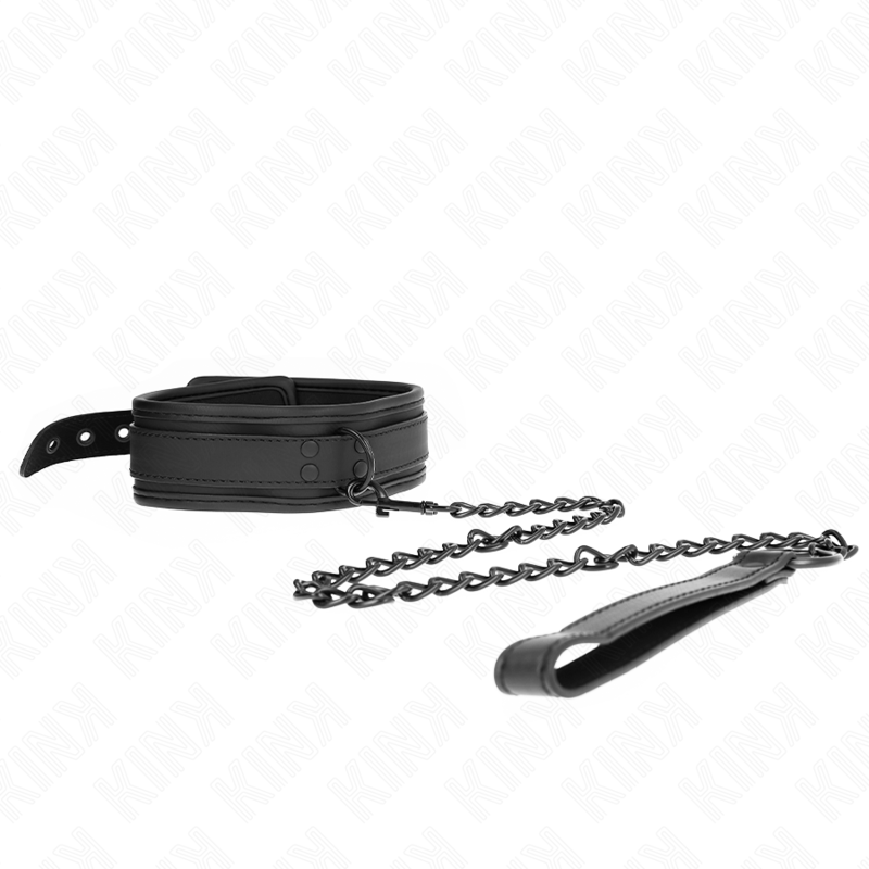KINK - NEOPREEN BONDAGE HALSBAND MODEL 1 MET RIEM 78 CM VERSTELBAAR 37,5 X 49,5 CM