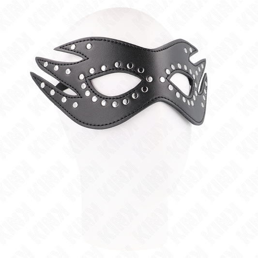 KINK - KUNSTLEDEREN MASKER MET KLINKNAGELS MODEL 3 26 x 9,5 CM