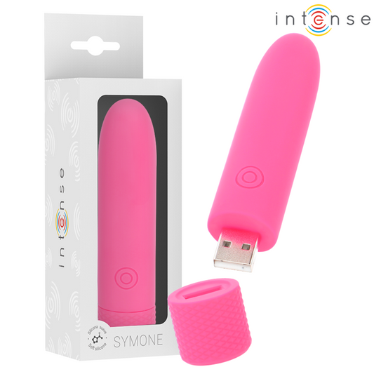 INTENSE - SYMONE USB OPLAADBARE VIBRERENDE KOGEL 8 VIBRATIES ROZE 10 X 2.2 CM