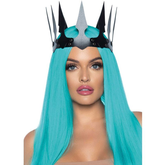LEG AVENUE - SYNTHETISCH LEREN MALEFICENT KROON MET STUDS ZWART