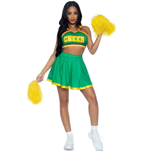 LEG AVENUE - KOSTUUM CHEERLEADER GROEN M/L