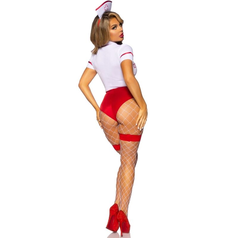 LEG AVENUE - SEXY VERPLEEGSTERKOSTUUM ROOD/WIT M