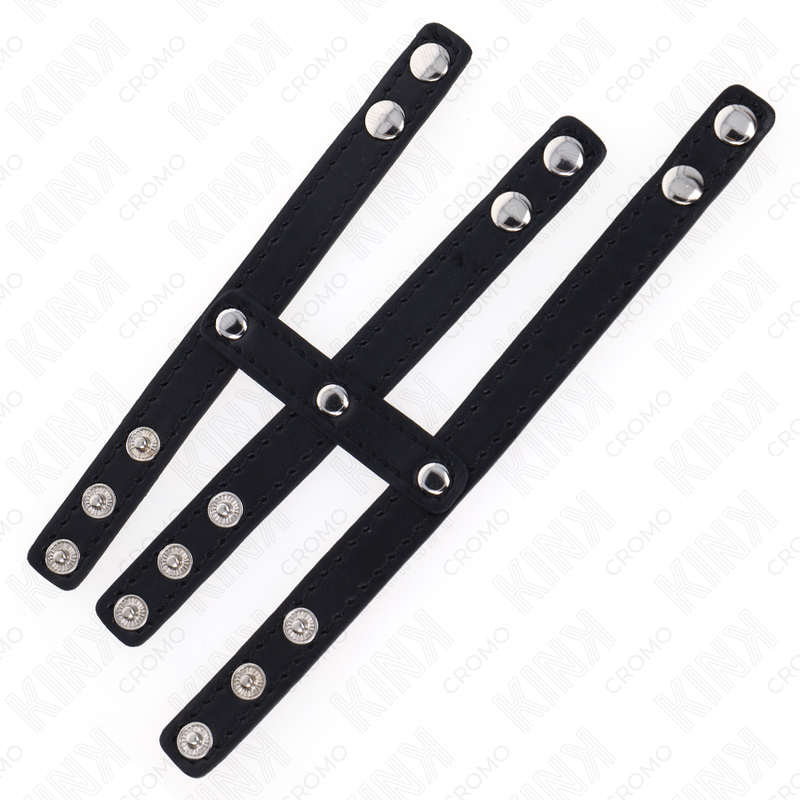 KINK - DRIEDUBBELE LEREN PENISRING MET DRUKSYNTHESE