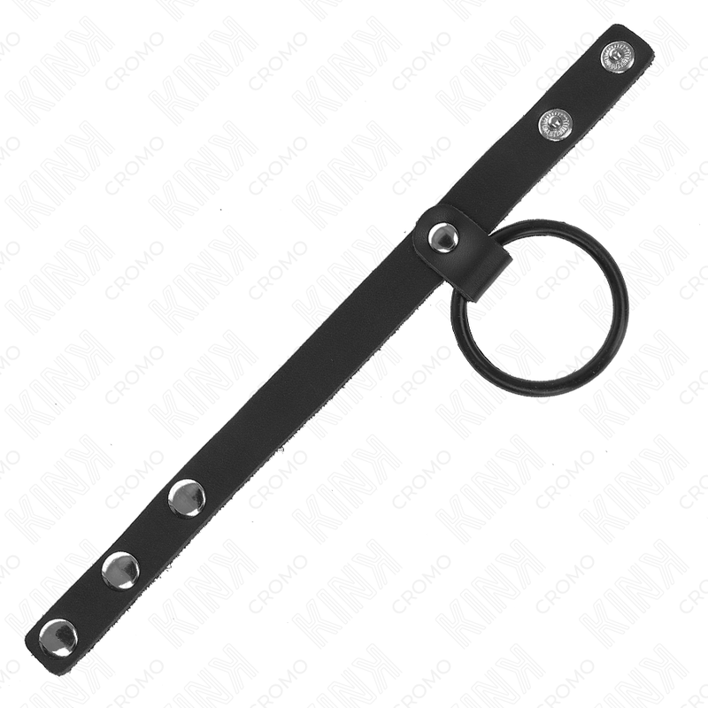 KINK - SILICONEN PENISRING 3,8 CM EN LEREN BALVERDELER 22 X 1,5 CM