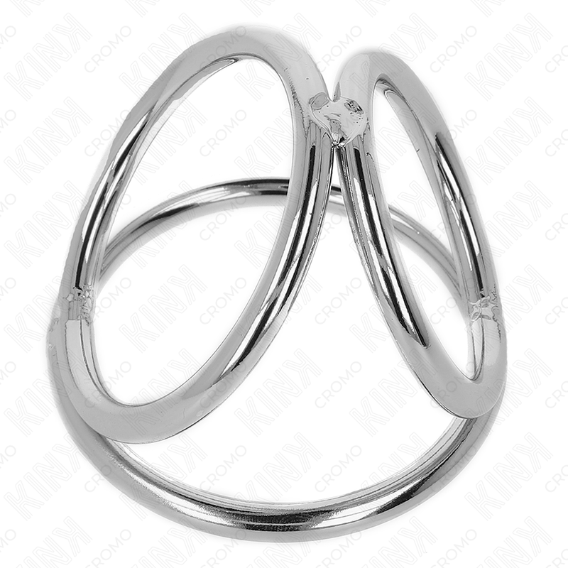 KINK - DRIEVOUDIGE CHROMEN METALEN PENISRING 3,2 CM TOT 4,5 CM