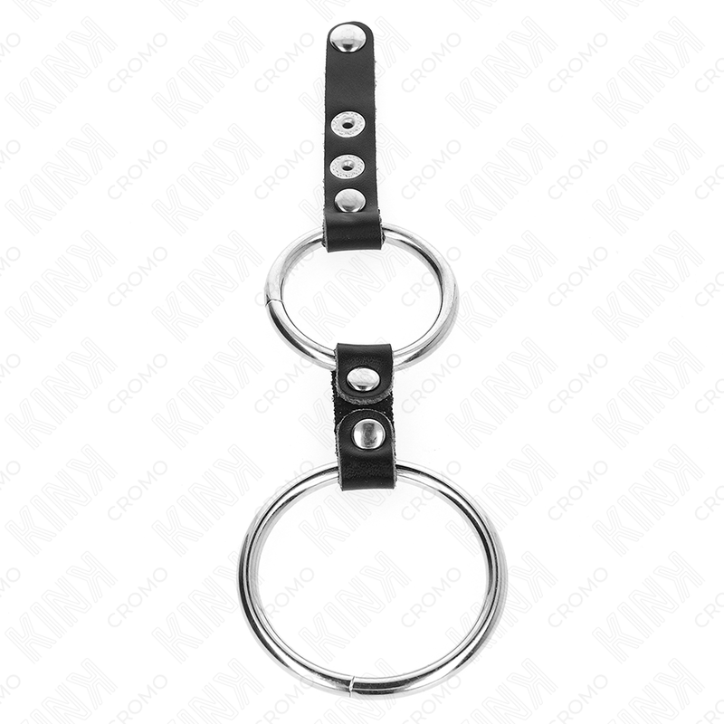 KINK - DUBBELE PENISRING 3,8 CM TOT 5 CM VERBONDEN MET LEER