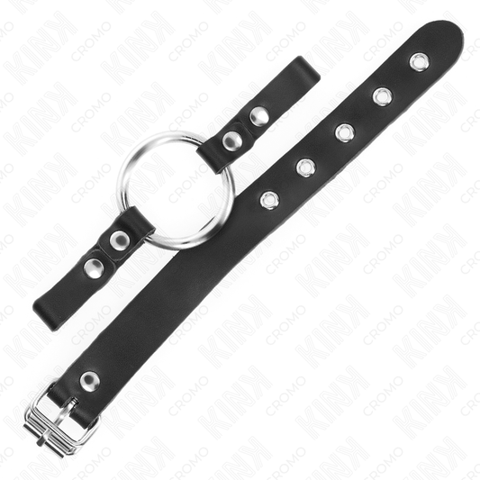 KINK - LEREN PENISRING MET GESP SLUITING 22 X 2 CM MET METALEN RING 4 CM
