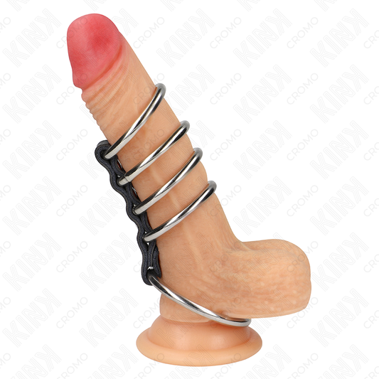 KINK - 5 PIEMELRINGEN 3,7 CM TOT 5 CM METAAL VERBONDEN MET LEER