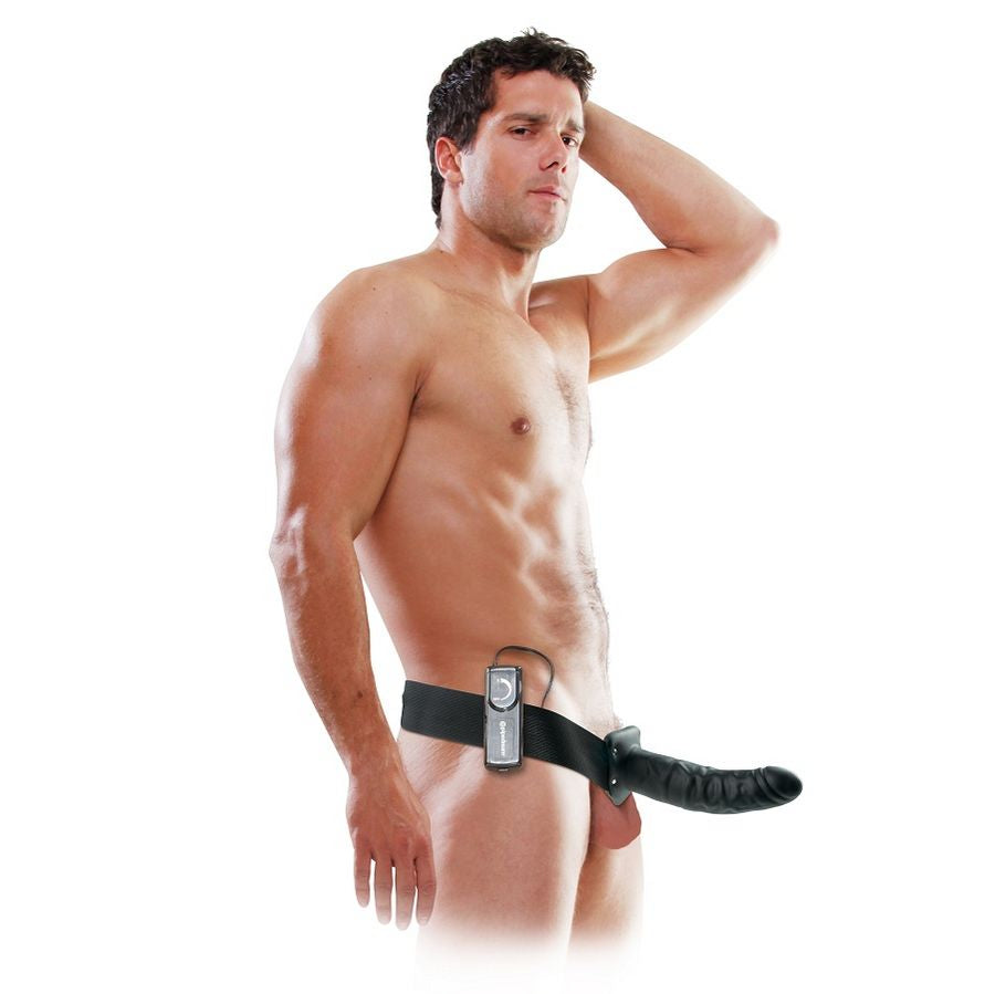 FETISH FANTASY SERIES - 19 CM TRILLENDE HOLLE STRAP-ON ZWART
