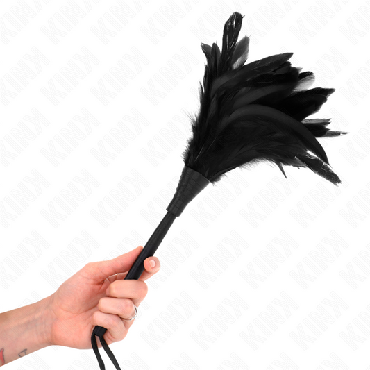 KINK - ZWARTE MEIDEN HOORNVORMIGE KIPPENVEREN KITTELEN 36 CM