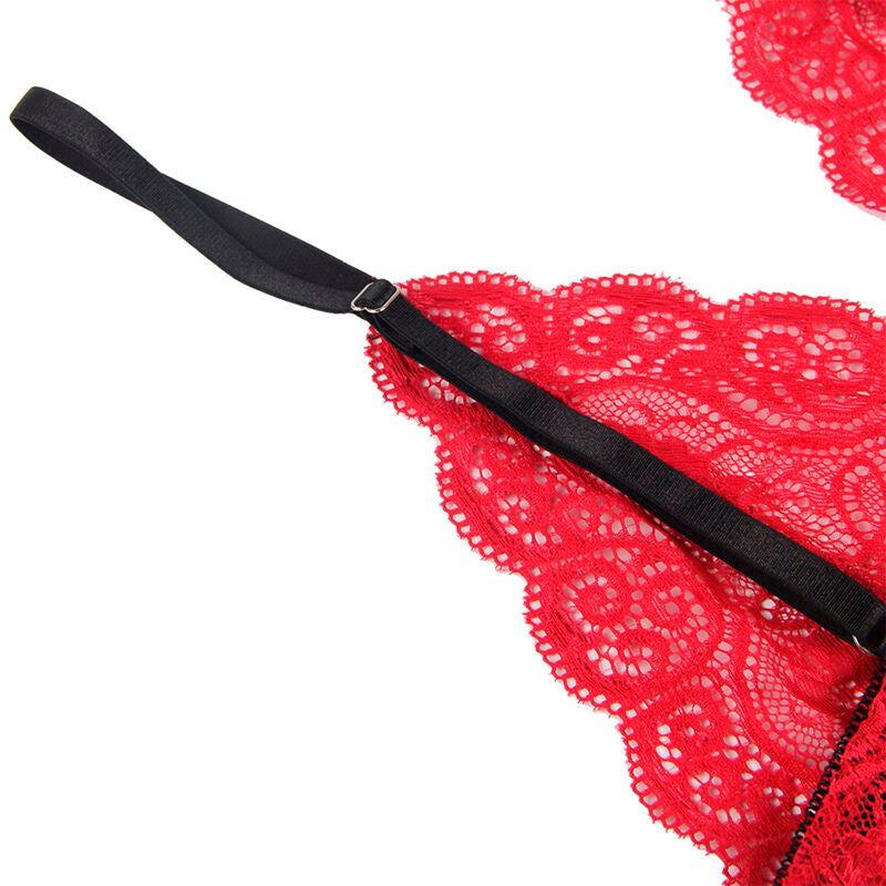 SUBBLIME - 953898 ZIJDEN EN KANTEN NACHTJAPON + SLIPJE ROOD S/M