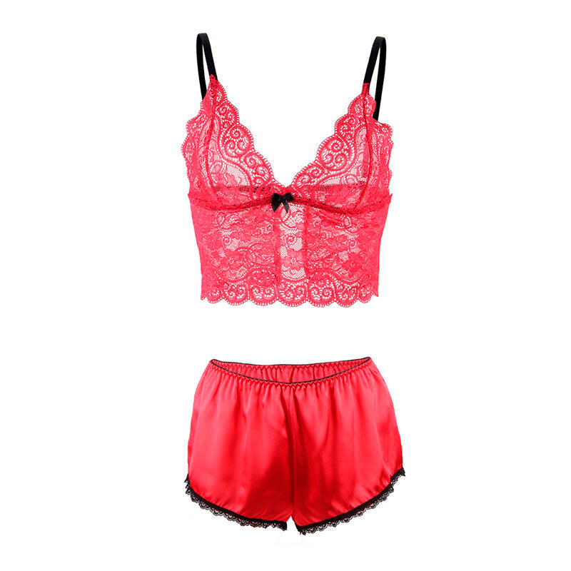 SUBBLIME - 953898 ZIJDEN EN KANTEN NACHTJAPON + SLIPJE ROOD S/M