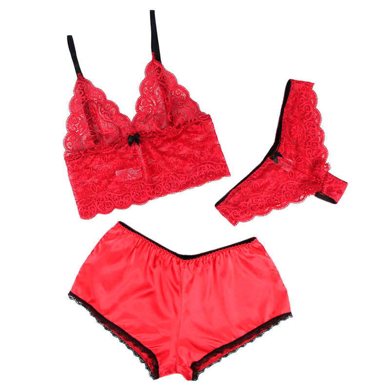 SUBBLIME - 953898 ZIJDEN EN KANTEN NACHTJAPON + SLIPJE ROOD S/M