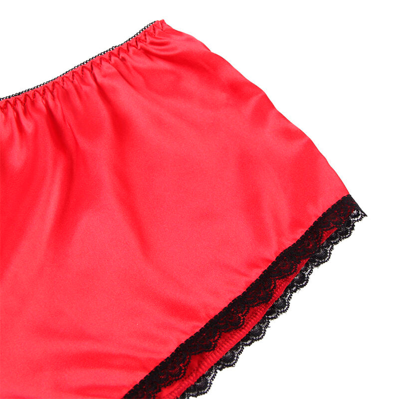 SUBBLIME - 953898 ZIJDEN EN KANTEN NACHTJAPON + SLIPJE ROOD S/M