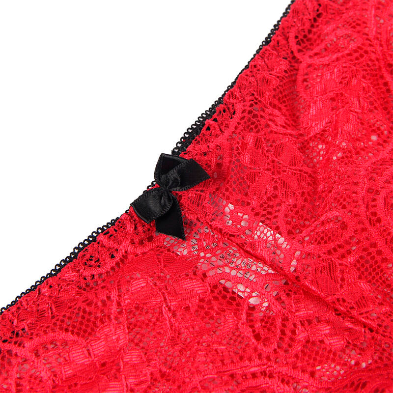 SUBBLIME - 953898 ZIJDEN EN KANTEN NACHTJAPON + SLIPJE ROOD S/M