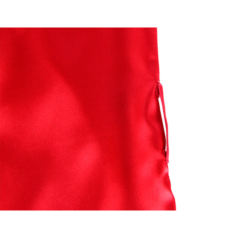 SUBBLIME - 954017 KANTEN DOORSCHIJNENDE RUG CAMISOLE + STRING ROOD/ZWART S/M