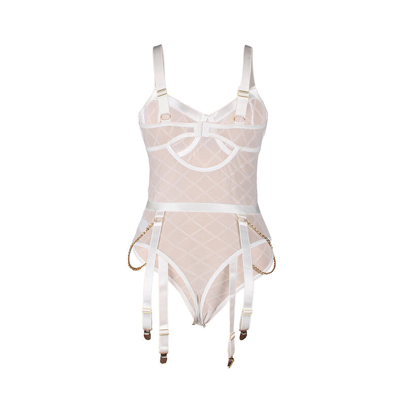 SUBBLIME - 954291 BODY MET KETTINGEN + JARRETELGORDEL WIT L/XL