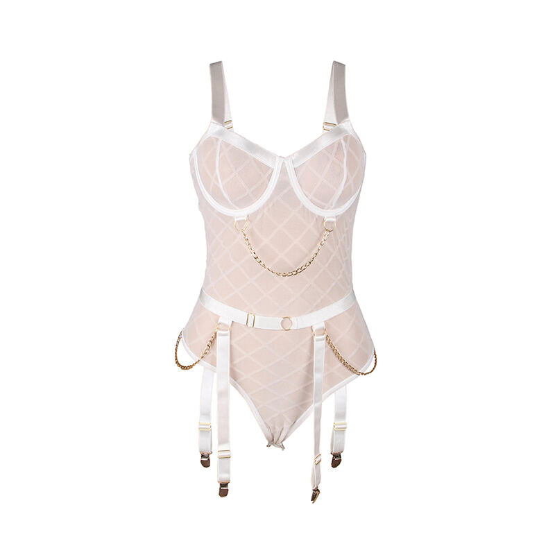 SUBBLIME - 954291 BODY MET KETTINGEN + JARRETELGORDEL WIT L/XL