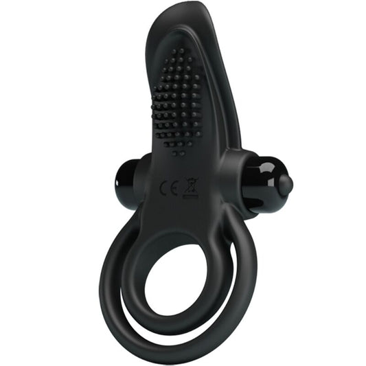 PRETTY LOVE - DUBBELE TRILLINGSRING + CLITORISSTIMULATOR 10 TRILLINGEN ZWART