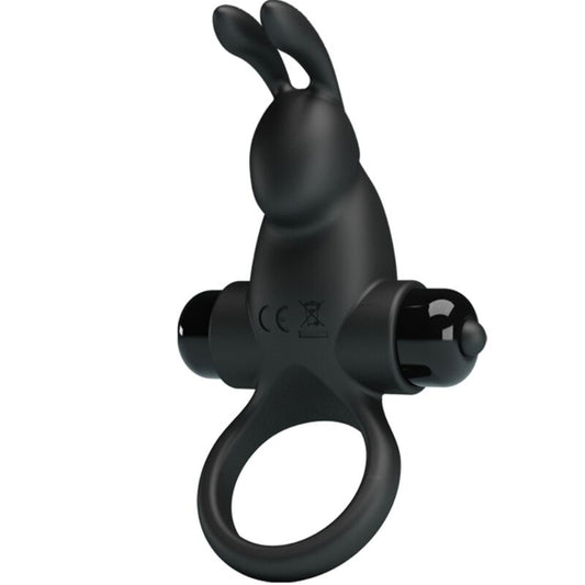 PRETTY LOVE - TRILLENDE RING + KONIJN CLITORIS STIMULATOR 10 TRILLINGEN ZWART