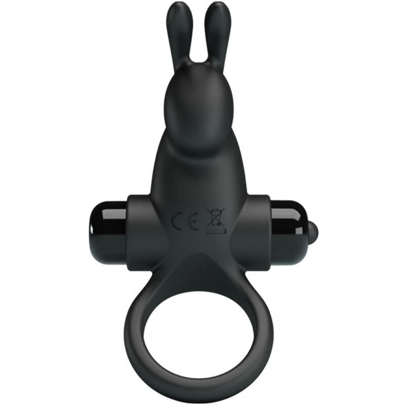 PRETTY LOVE - TRILLENDE RING + KONIJN CLITORIS STIMULATOR 10 TRILLINGEN ZWART