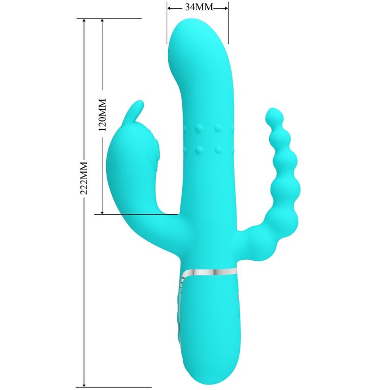 PRETTY LOVE - CAMMY 4-IN-1 MULTIFUNCTIONELE TRIPPLE RABBIT VIBRATOR BLAUW
