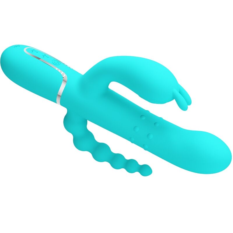 PRETTY LOVE - CAMMY 4-IN-1 MULTIFUNCTIONELE TRIPPLE RABBIT VIBRATOR BLAUW