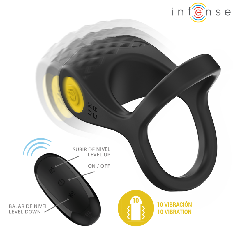 INTENSE - ALEX VIBRATOR DUBBELE PENISRING 10 TRILLINGEN ZWART
