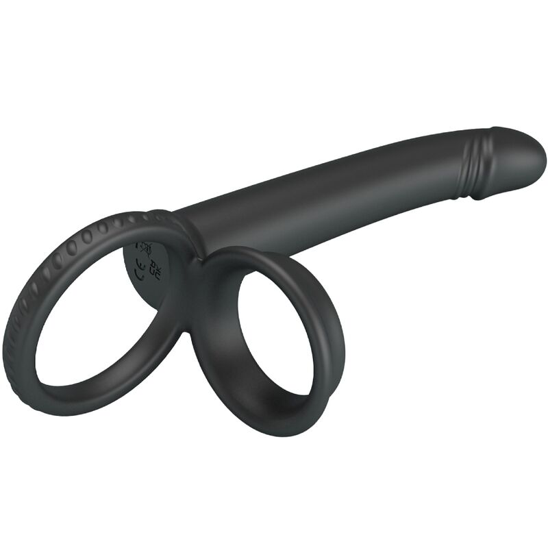PRETTY LOVE - DILLION DUBBELE PENETRATIE DUBBELE PIEMELRING ZWART