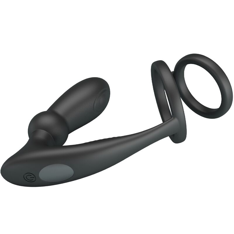 PRETTY LOVE - EMONI PENISRING + ANALE PLUG 12 TRILLINGEN ZWART