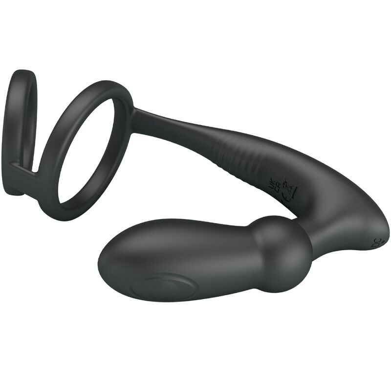 PRETTY LOVE - EMONI PENISRING + ANALE PLUG 12 TRILLINGEN ZWART