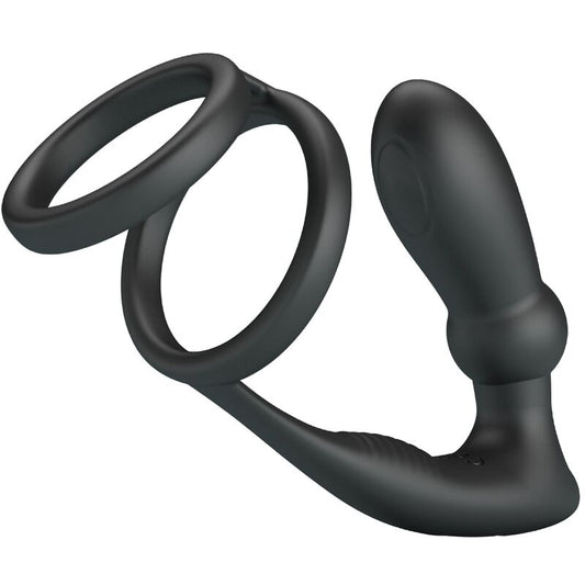 PRETTY LOVE - EMONI PENISRING + ANALE PLUG 12 TRILLINGEN ZWART