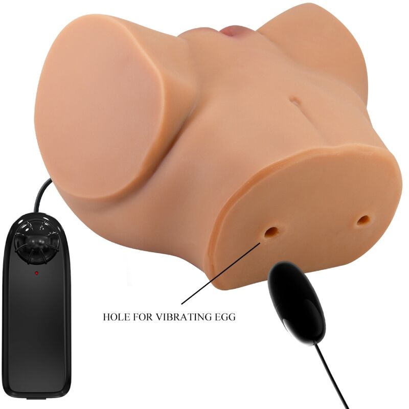 CRAZY BULL - EMILIA KUTVIBRATOR MET REALISTISCHE VAGINA EN AARSVLEES AFSTANDSBEDIENING