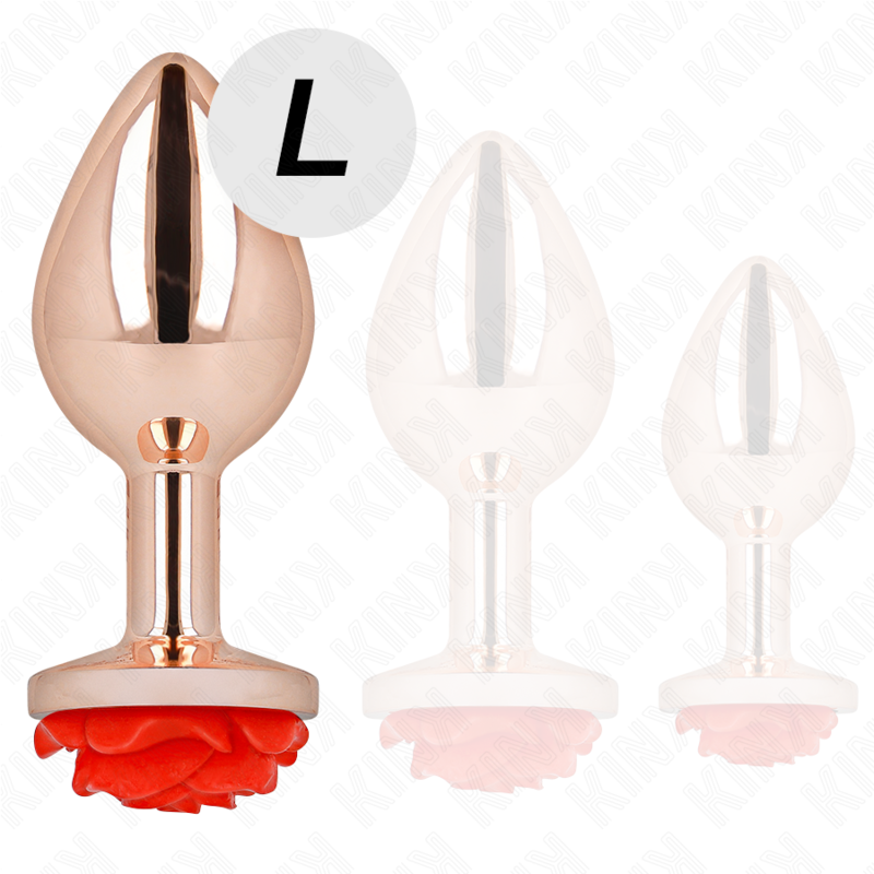 KINK - ROZE GOUDEN ANAALPLUG MET RODE ROOS L