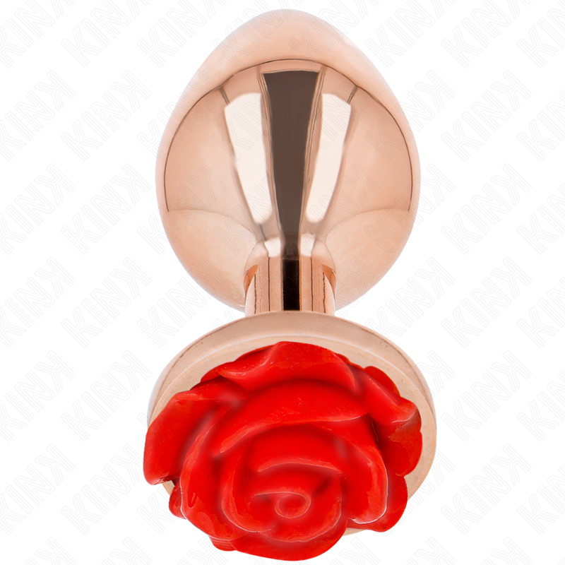 KINK - ROZE GOUDEN ANAALPLUG MET RODE ROOS L