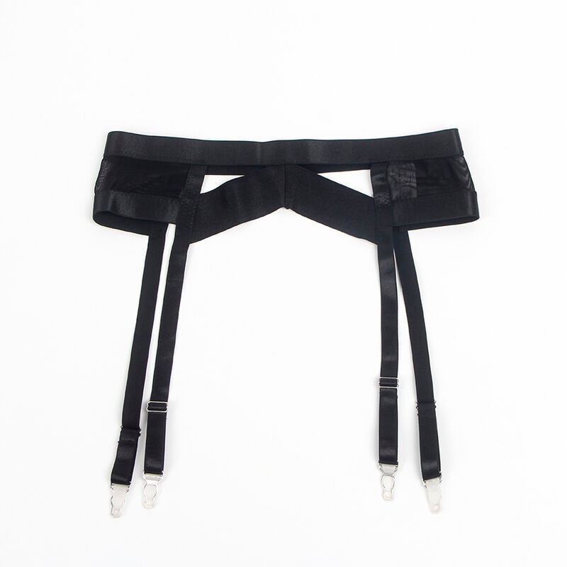 SUBBLIME - 955243 ZWARTE BONDAGE BH MET JARRETELSET L/XL