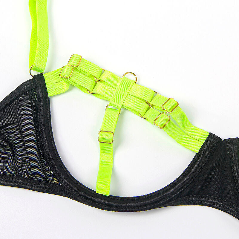 SUBBLIME - 955281 BH-SET MET KETTING EN BEENDETAILS FLUORESCEREND GROEN L/XL