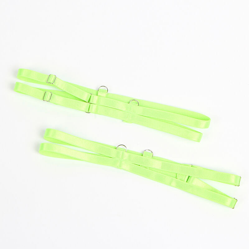 SUBBLIME - 955328 BH-SET MET KANT EN JARRETELBANDEN GROEN EN BLAUW L/XL