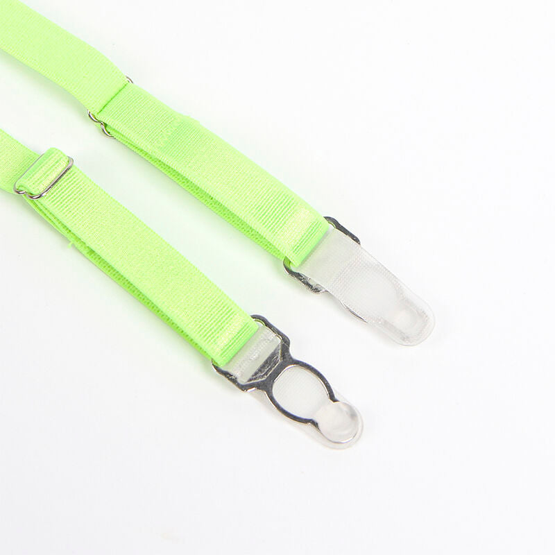 SUBBLIME - 955328 BH-SET MET KANT EN JARRETELBANDEN GROEN EN BLAUW L/XL