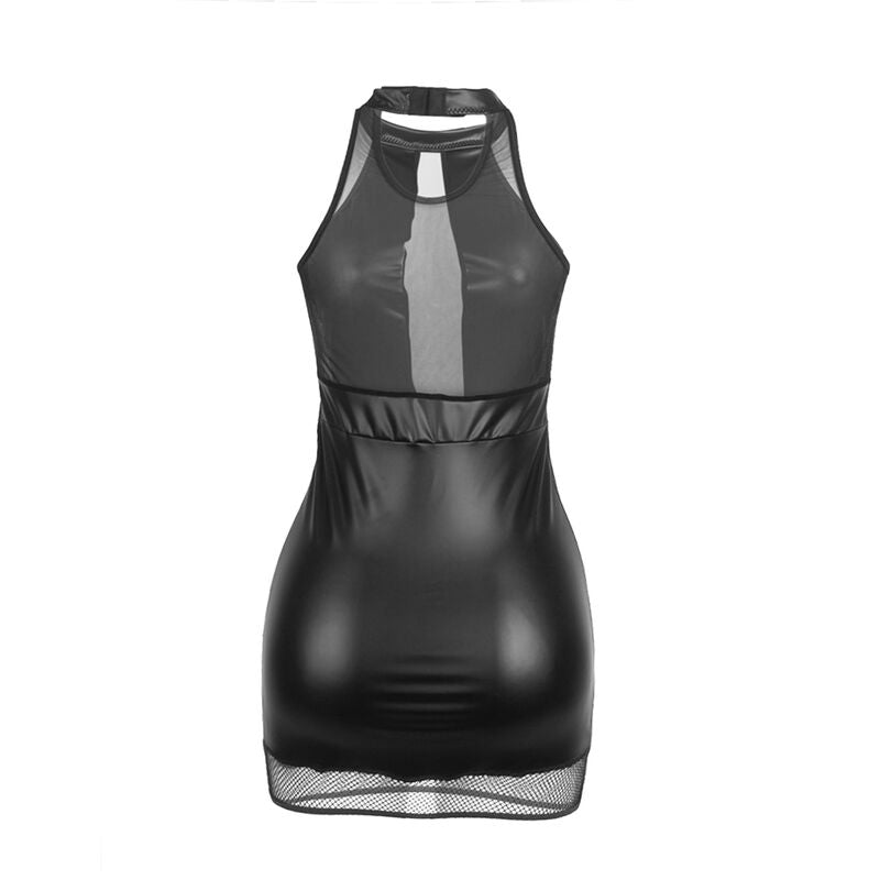 SUBBLIME - 955472 HALTER JURK MET TRANSPARANTIES ZWART S/M